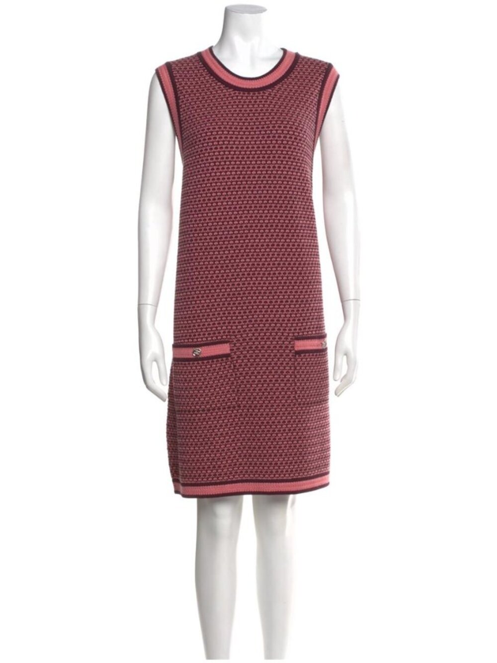 NWT - Chanel 2023 Purple Cashmere Sleeveless Shift Mini Dress, Size 18